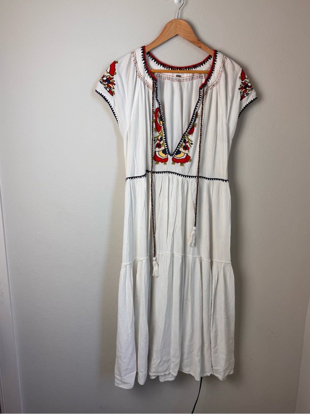 Free people daisy fields white maxi embroidered dress
